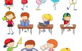 doodle-kids-character-learning-set-vector